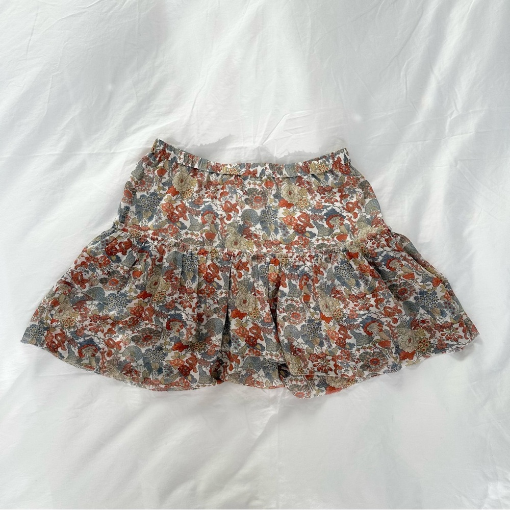 boho print ruffle mini skirt